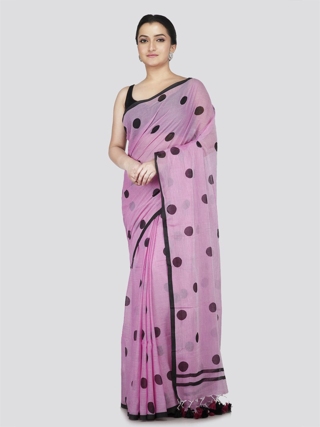 

PinkLoom Printed Polka Dot Pure Cotton Saree, Violet