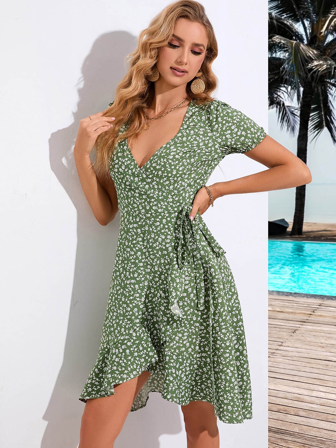 

StyleCast Floral Print A-Line Dress, Green