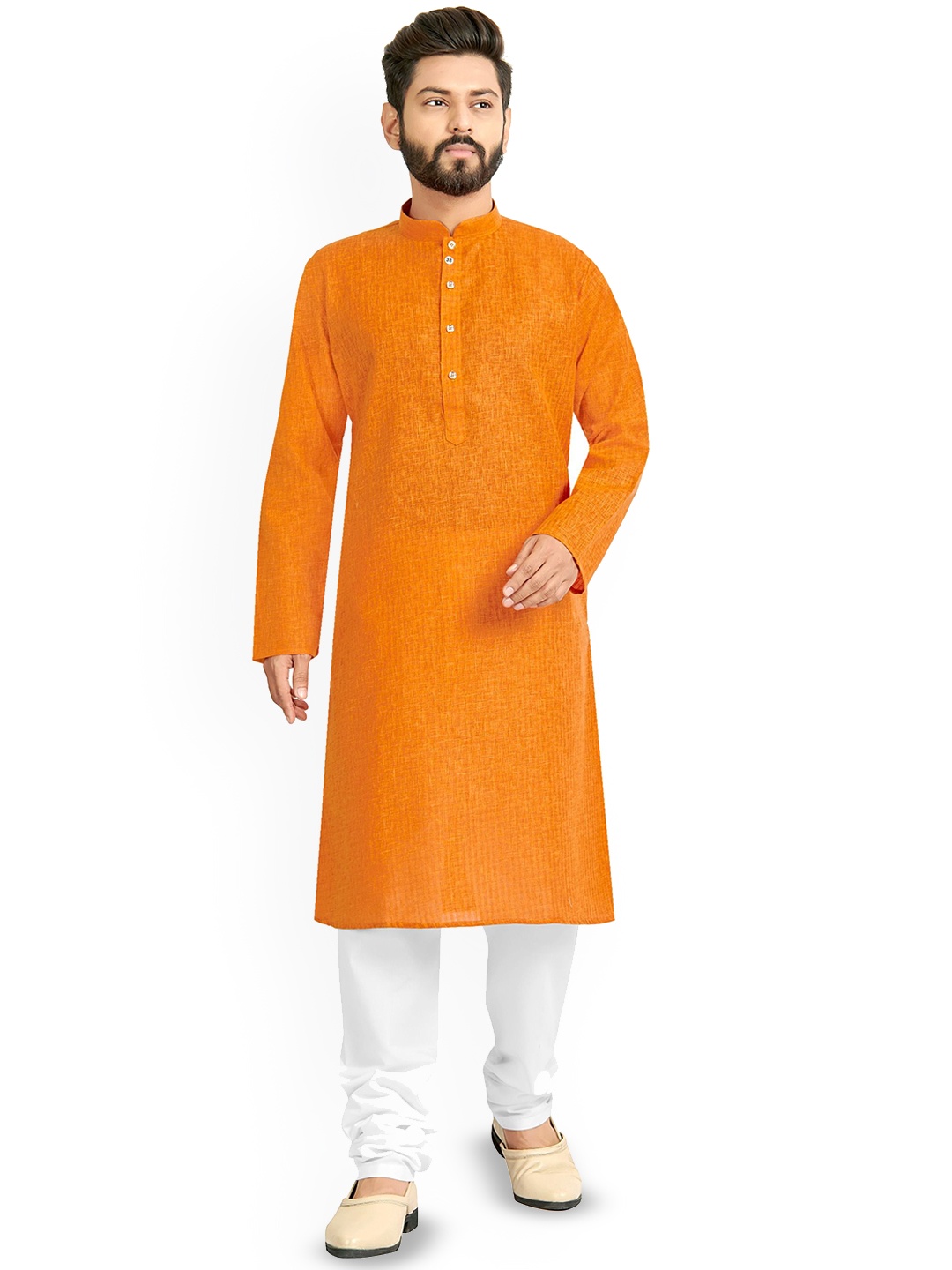 

Nimayaa Abstract Textured Mandarin Collar Straight Kurta, Orange