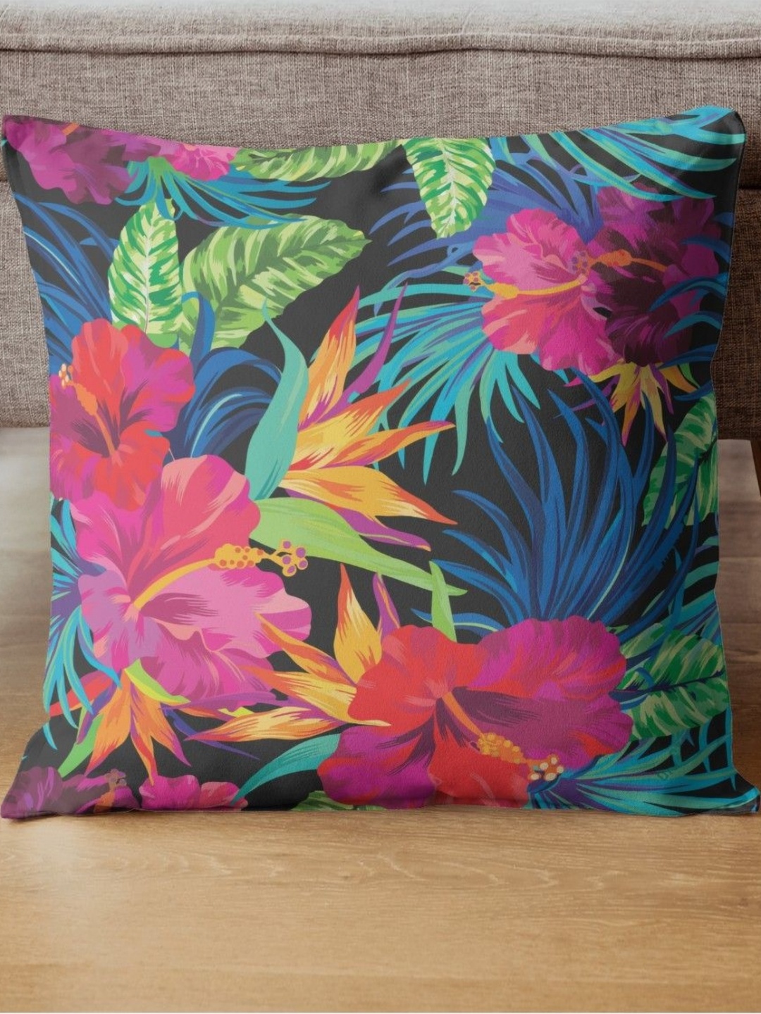 

THEYAYACAFE Blue & Purple Floral Square Cushion Covers
