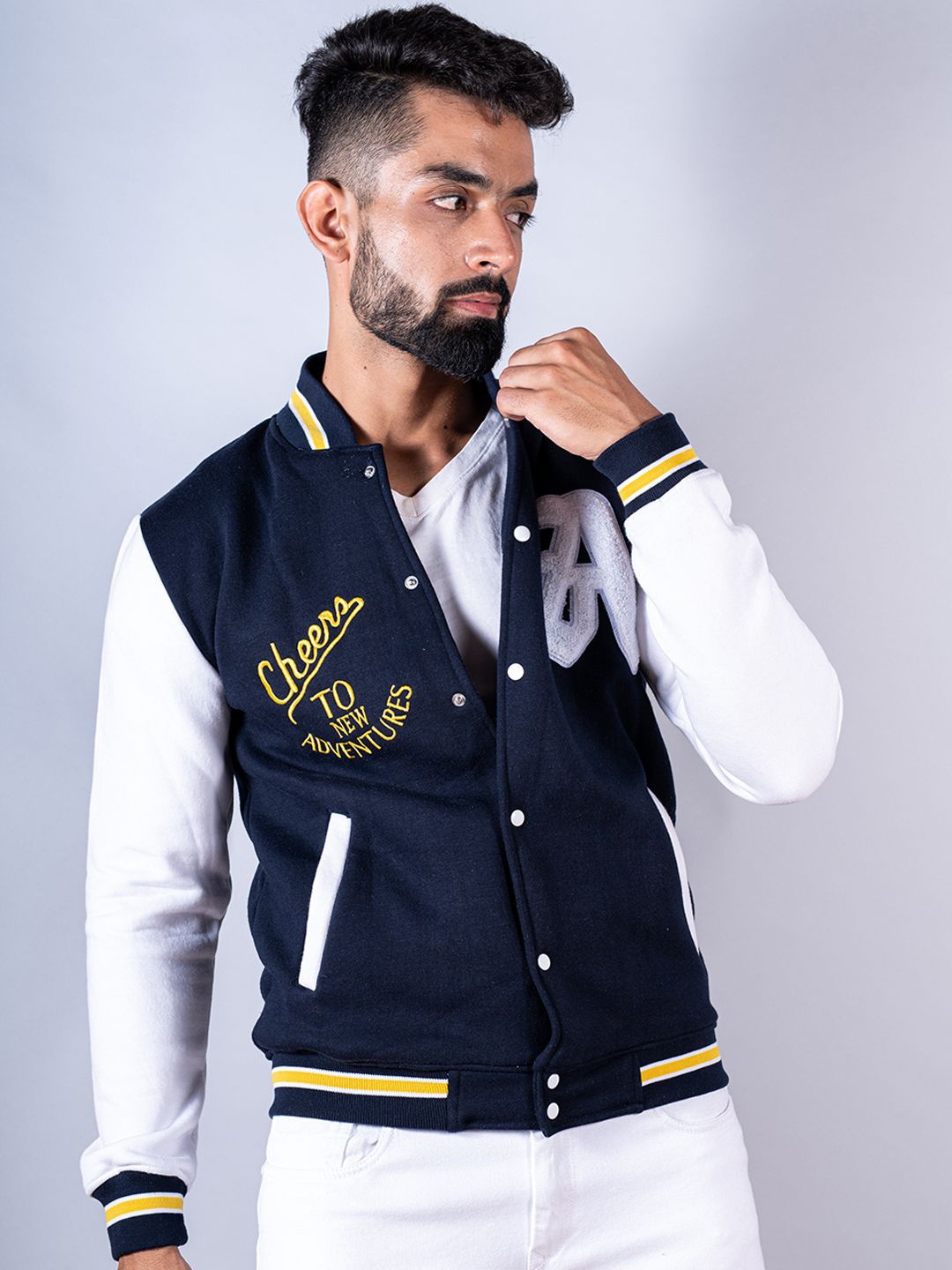 

Tistabene Men Varsity Jacket, Blue