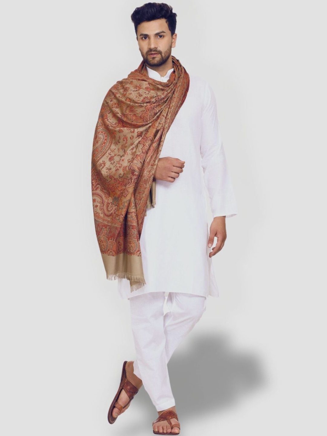 

SWI Stylish Paisley Woven Design Shawl, Beige