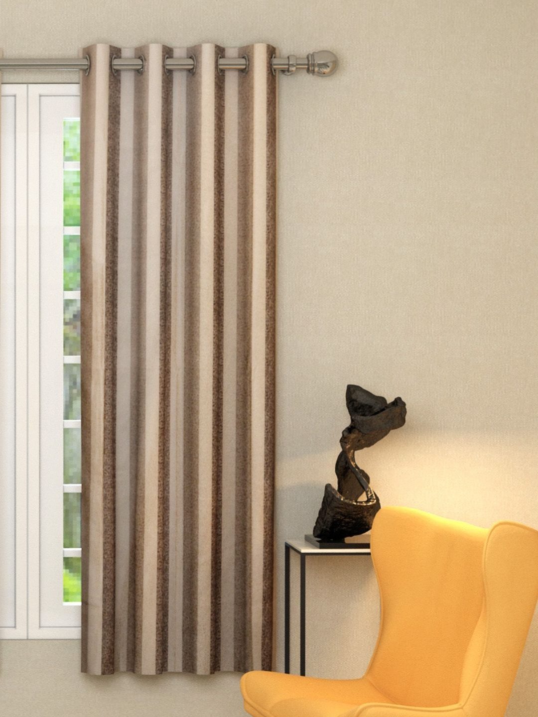 

Aura Brown & Beige Striped Window Curtain