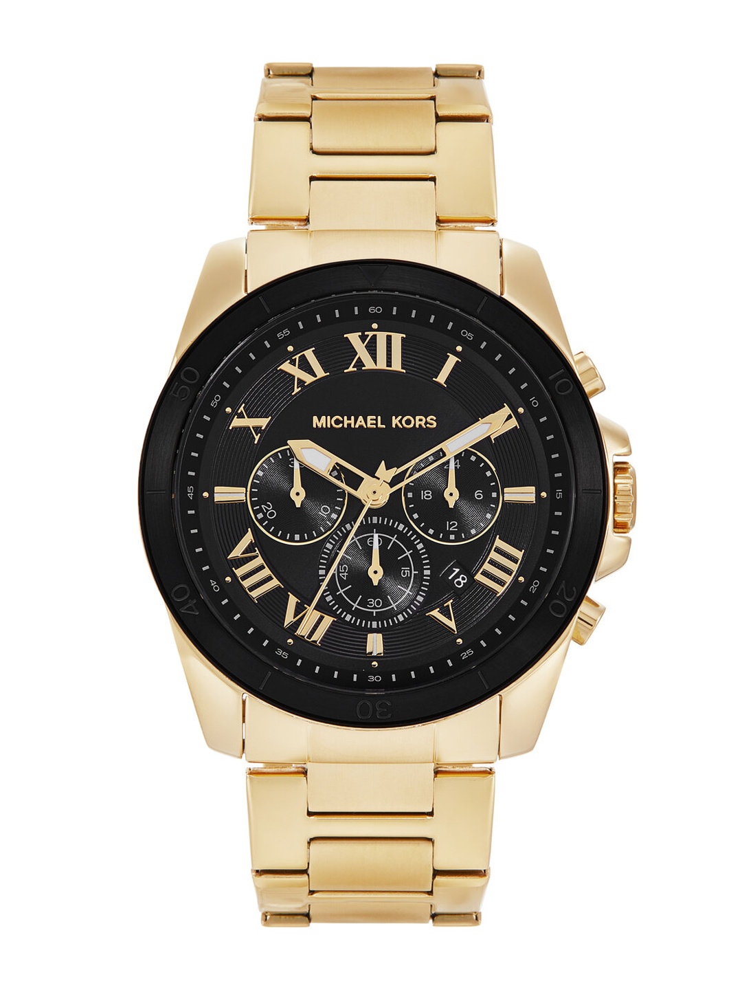 

Michael Kors Men Alek Bracelet Style Chronograph Analogue Watch MK9184I-Gold, Black