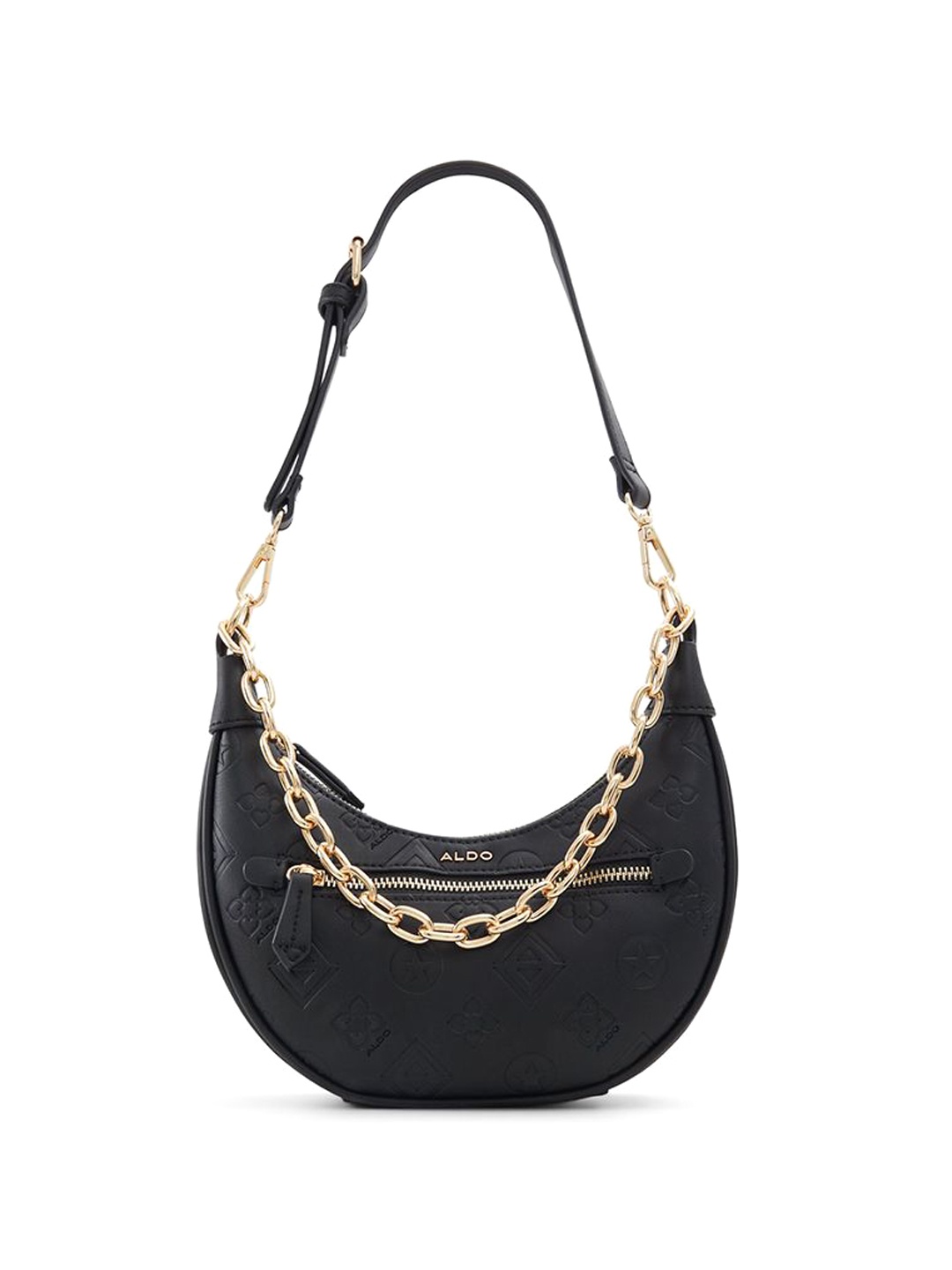 

ALDO Structured Shoulder Bag with Cut Work, Black