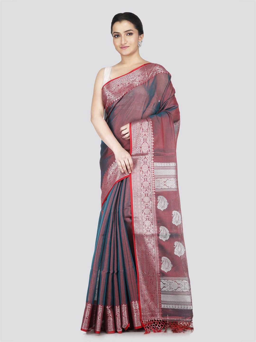 

PinkLoom Zari Silk Cotton Kanjeevaram Saree, Maroon