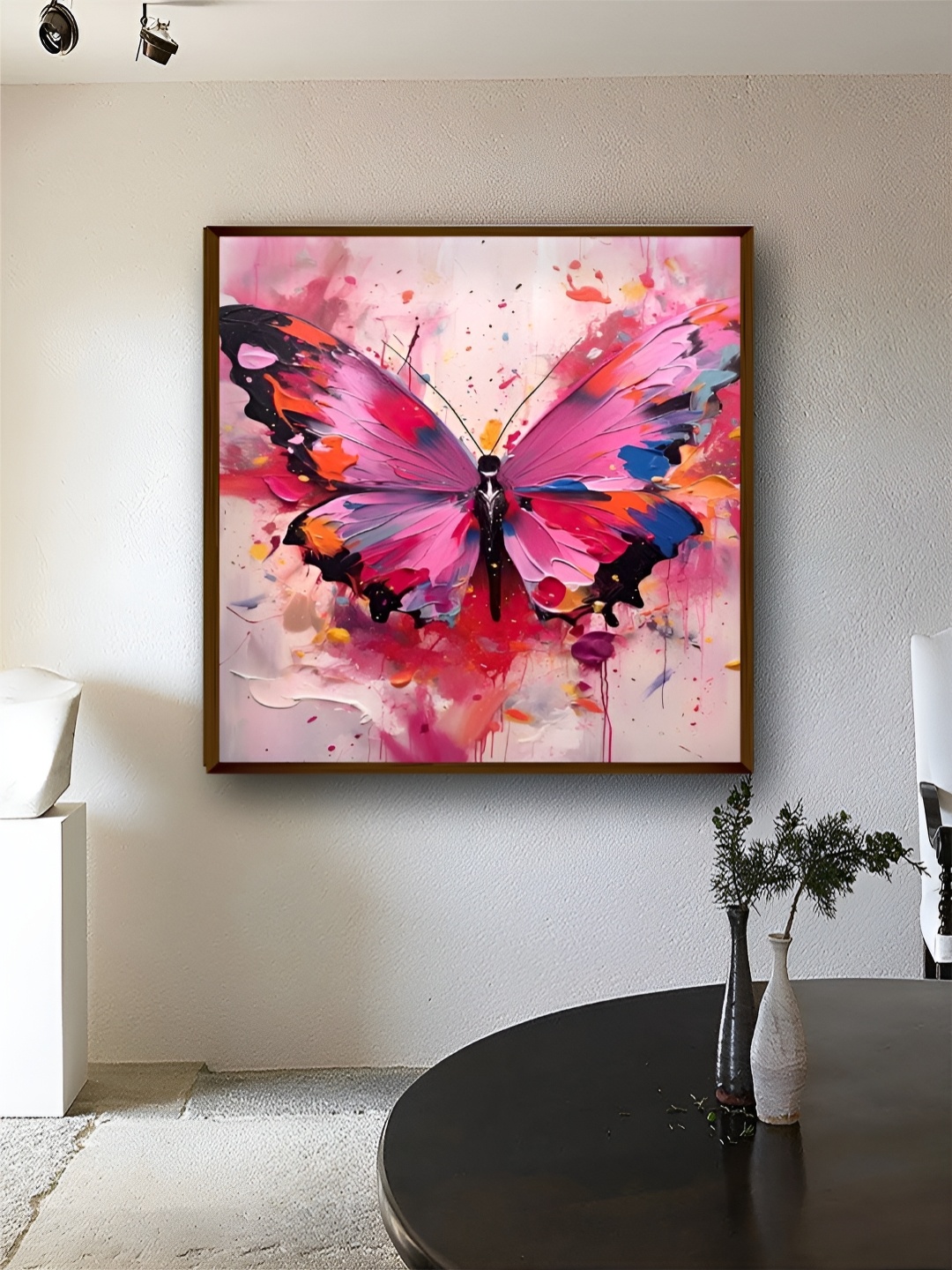 

Artsense Black & Yellow Butterfly Canvas Painting Wall Art, Beige