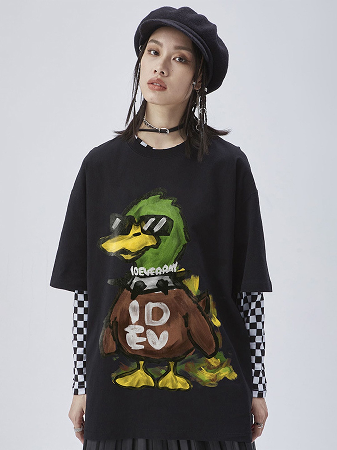 

LULU & SKY Print Cotton Top, Black