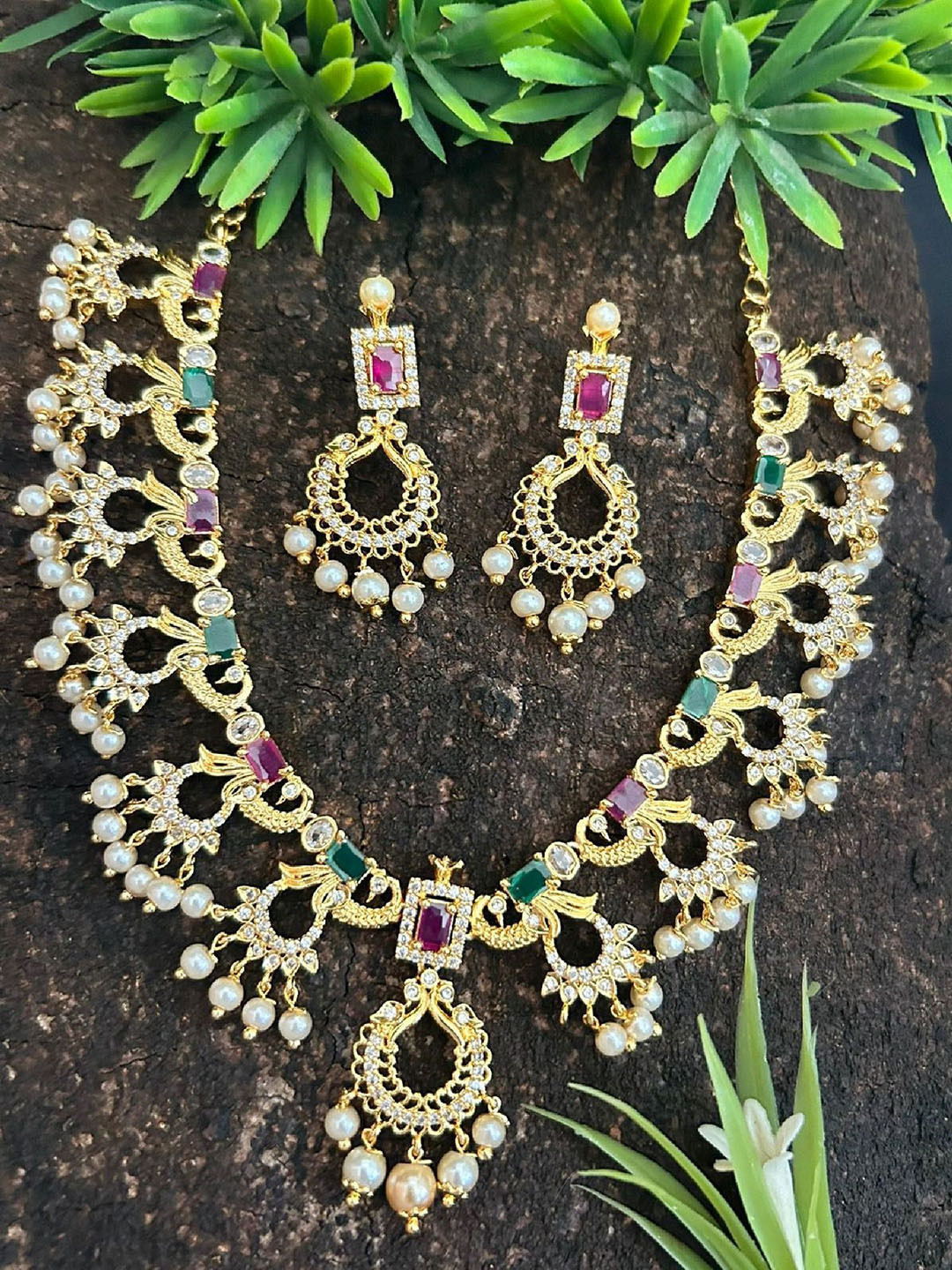 

GRIIHAM Gold-Plated CZ Studded Jewellery Set