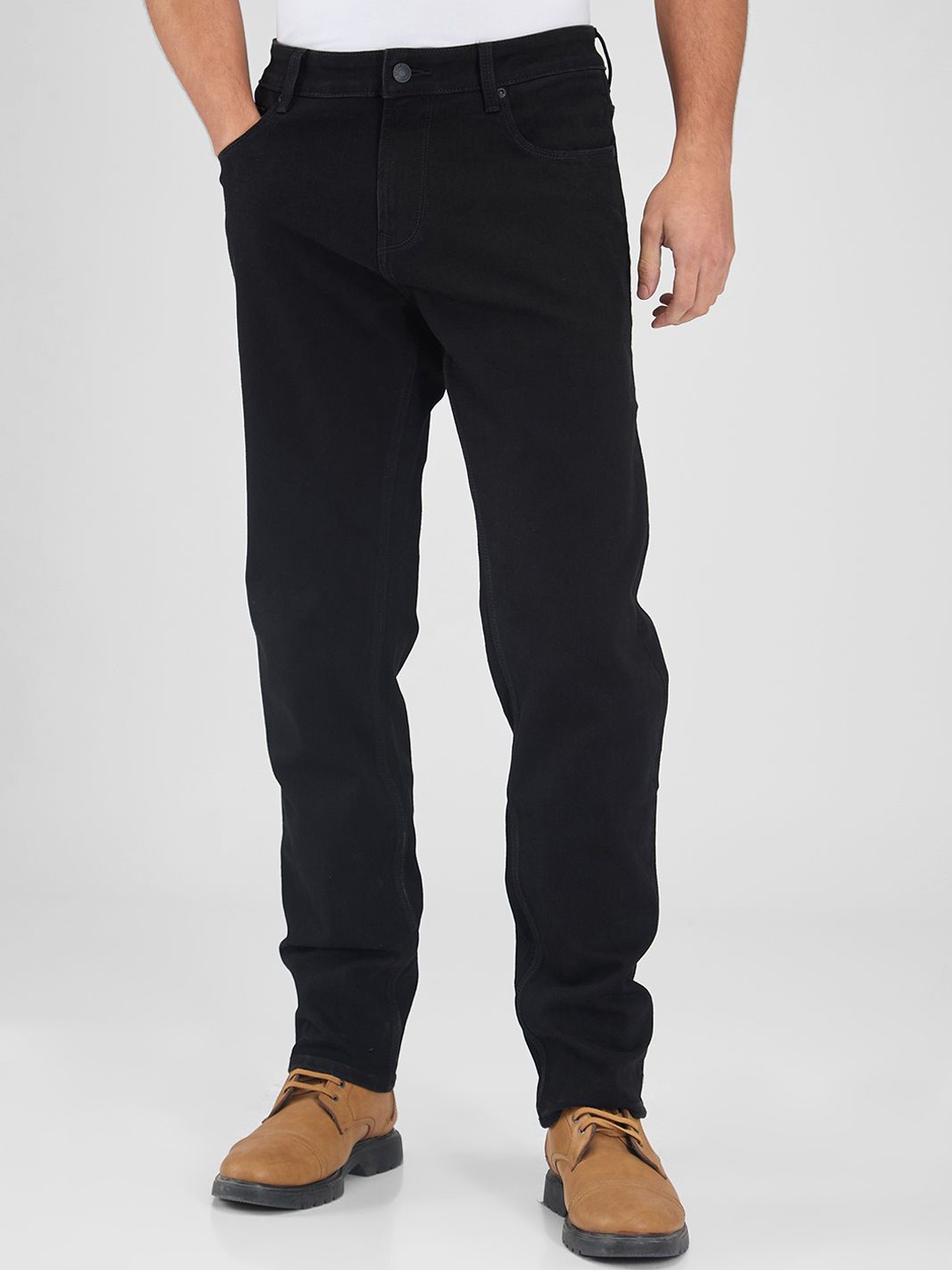 

SPYKAR Men Regular Fit Solid Stretchable Jeans, Black