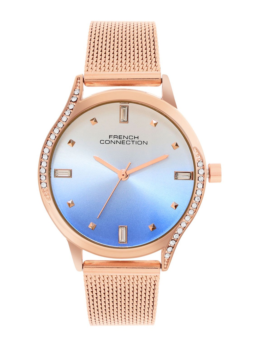 

French Connection Women Embellished Dial & Stainless Steel Straps Analogue Watch FCN082URGM, Blue