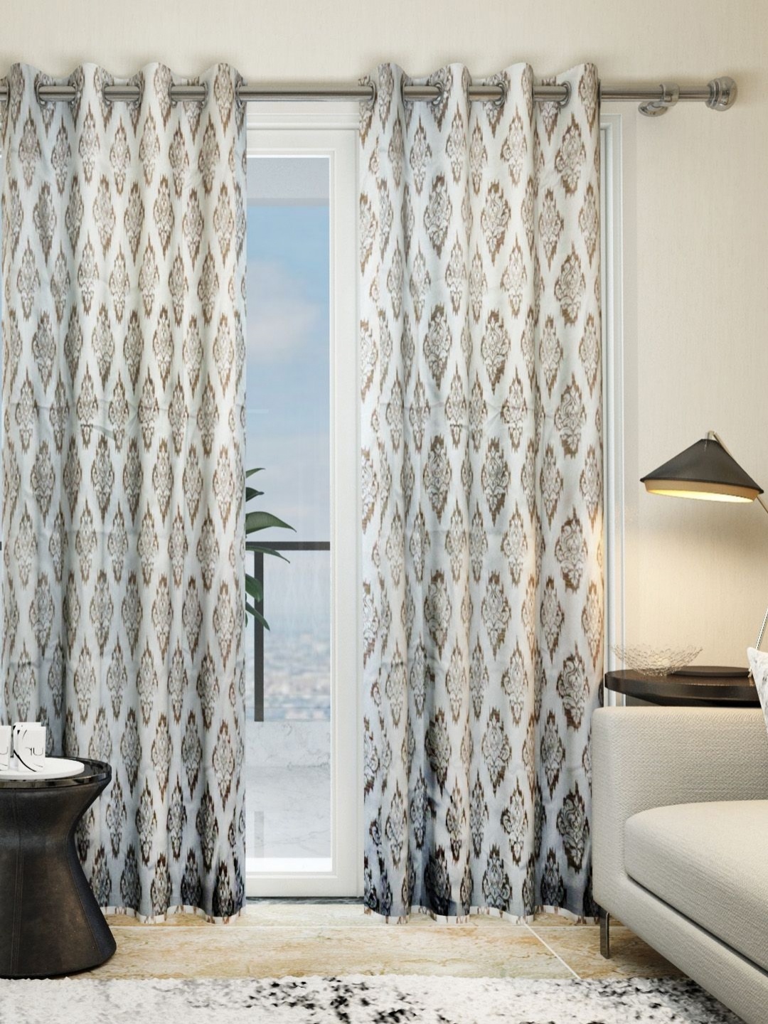 

Aura Grey & Beige 2 Pieces Ethnic Motifs Door Curtains