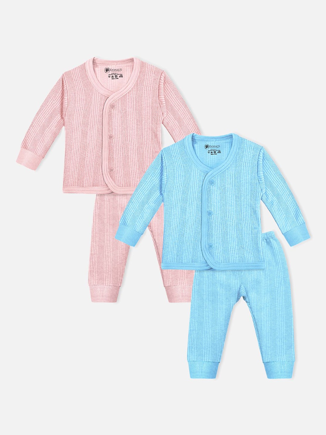 

YK Basics Infants Striped Thermal Set Pack Of 2, Blue