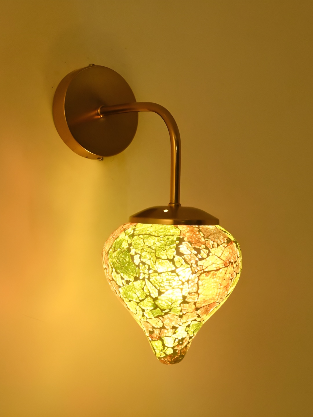 

Afast Green & Orange Colored Textured Glass Contemporary Abstract Shaped Wall Lamp