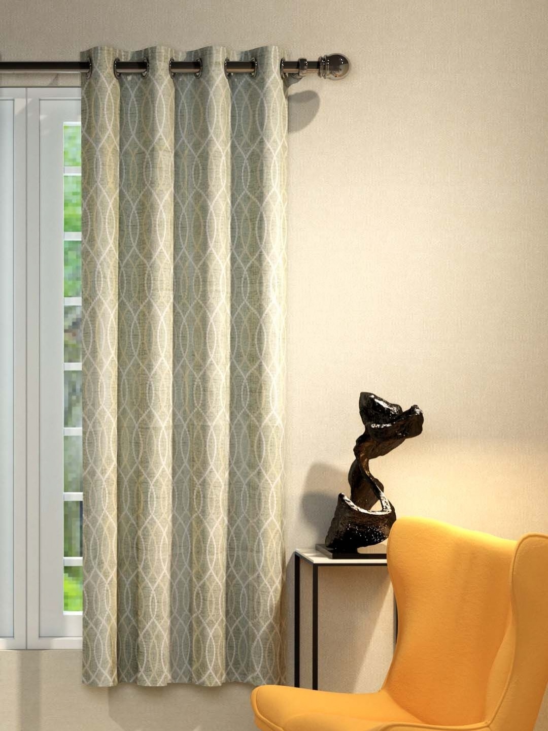 

Aura Green & White Sheer Window Curtain