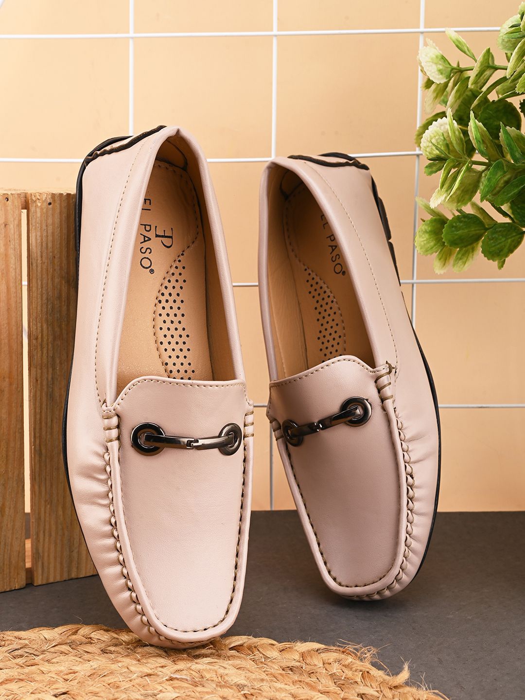 

El Paso Women Faux Leather Casual Slip on Loafers, Pink