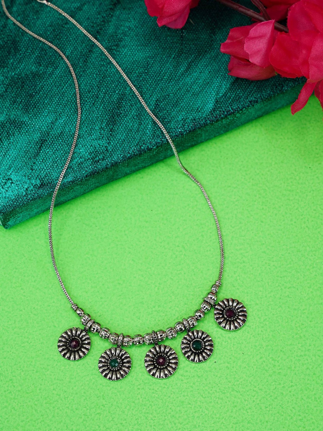 

GRIIHAM Silver-Plated Oxidised Metal Exclusive Designer Necklace Chain
