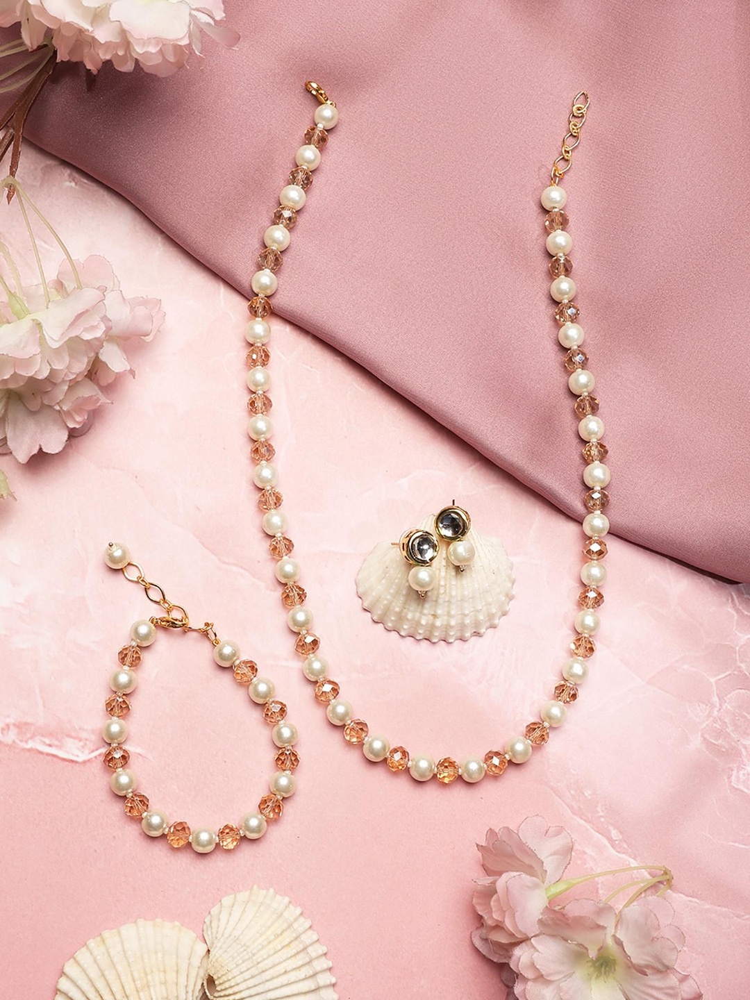 

Anouk Gold-Plated Pearl -Studded & Beaded Jewellery Set, White