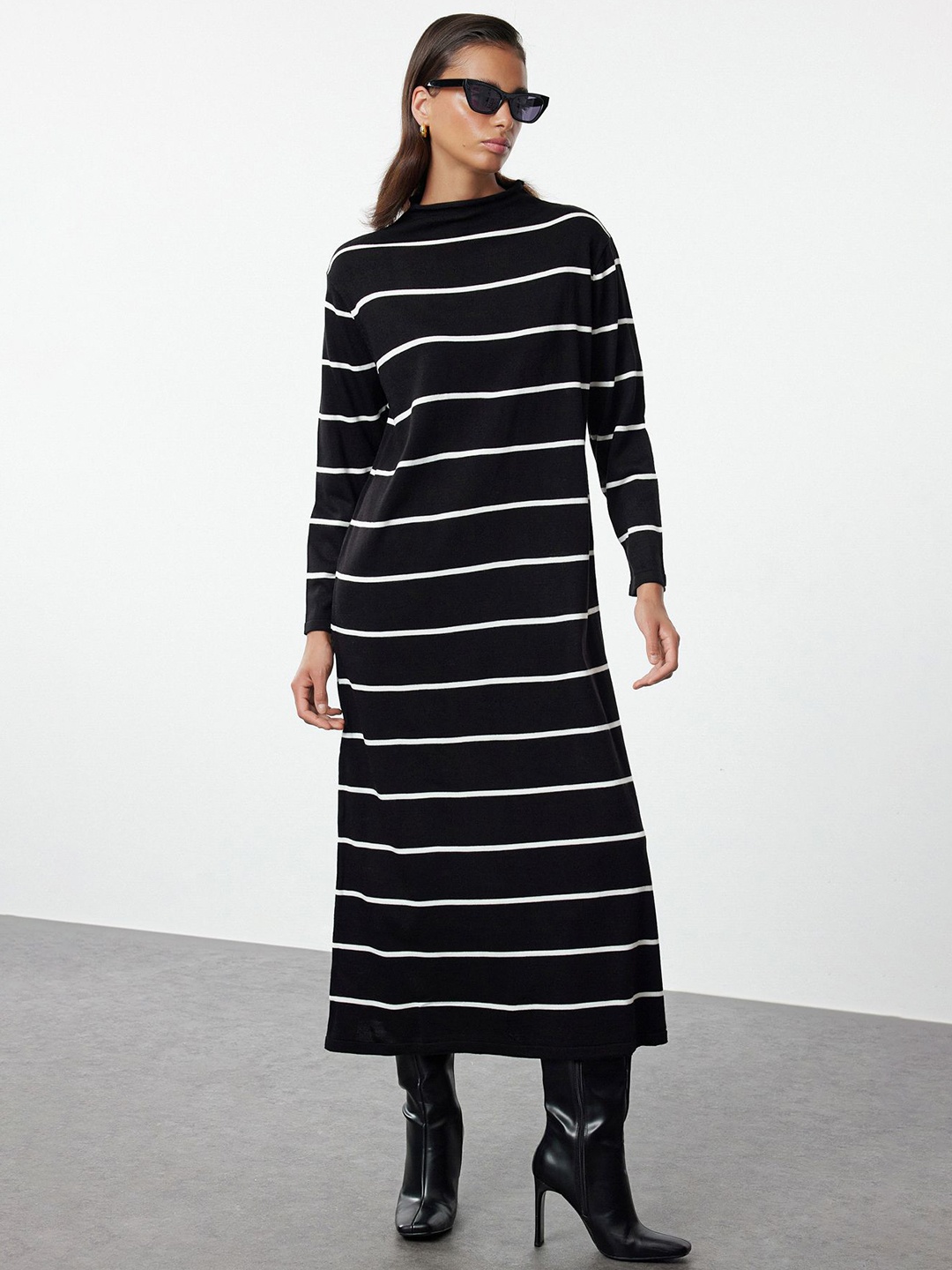 

Trendyol Striped Maxi Dress, Black