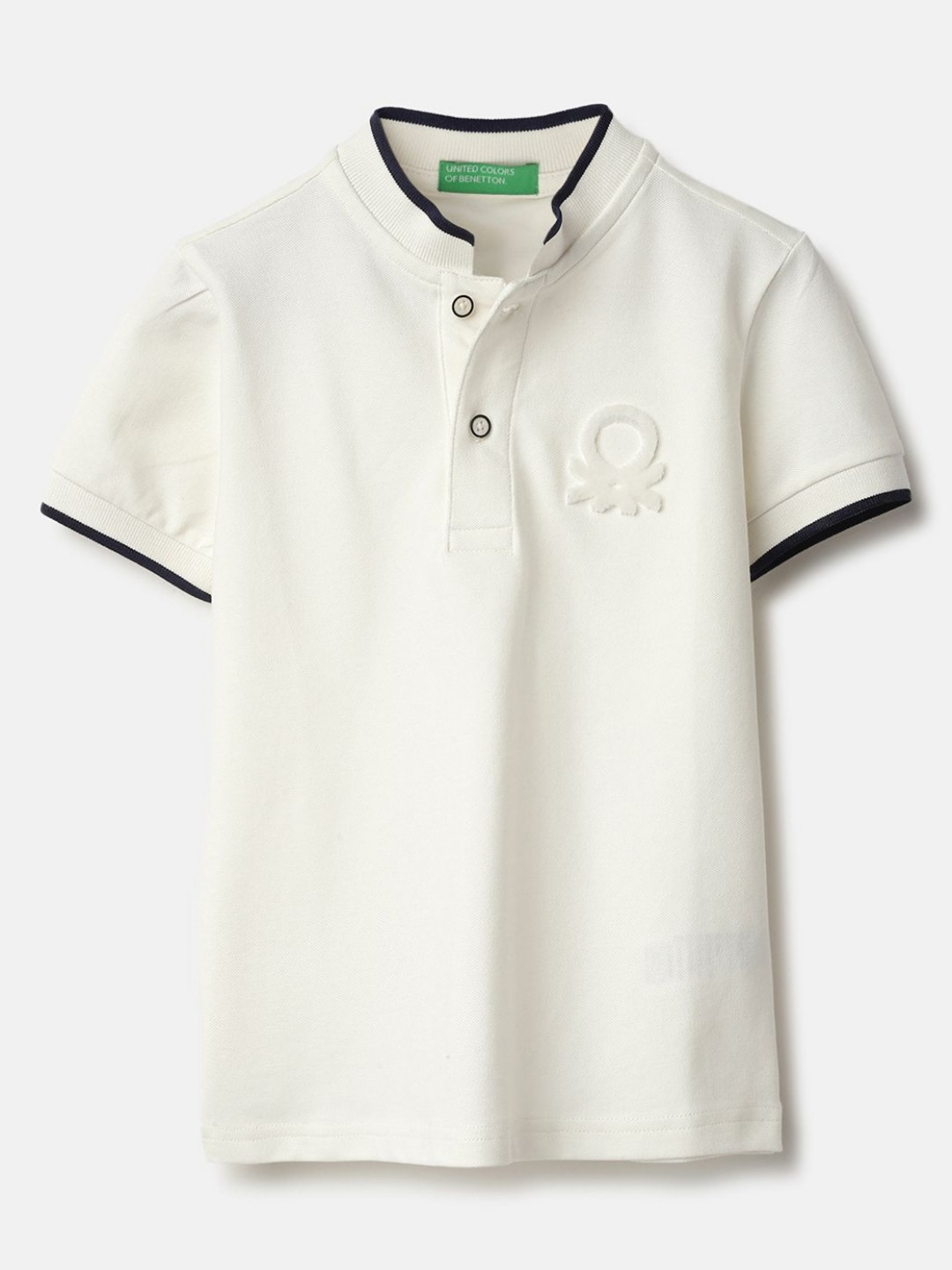 

United Colors of Benetton Boys Solid High Neck Cotton T-shirt, White