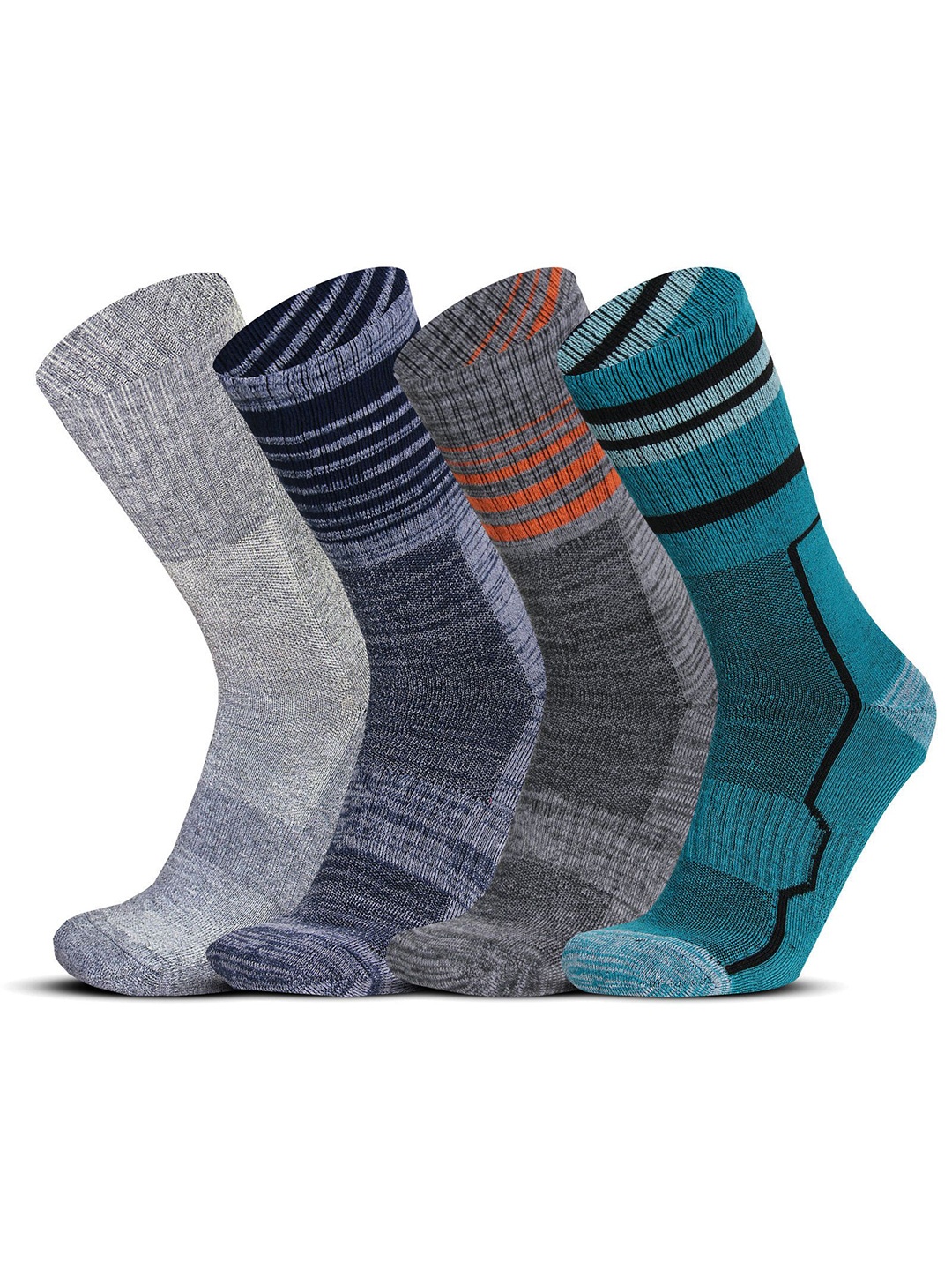 

RC. ROYAL CLASS Pack Of 4 Woolen Thermal Patterned Calf-Length Socks, Grey