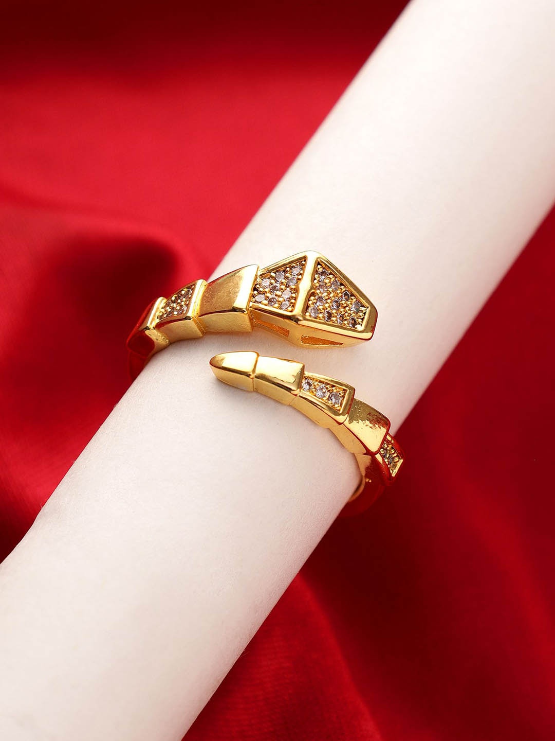 

KACY Gold-Plated CZ-Studded Adjustable Finger Ring