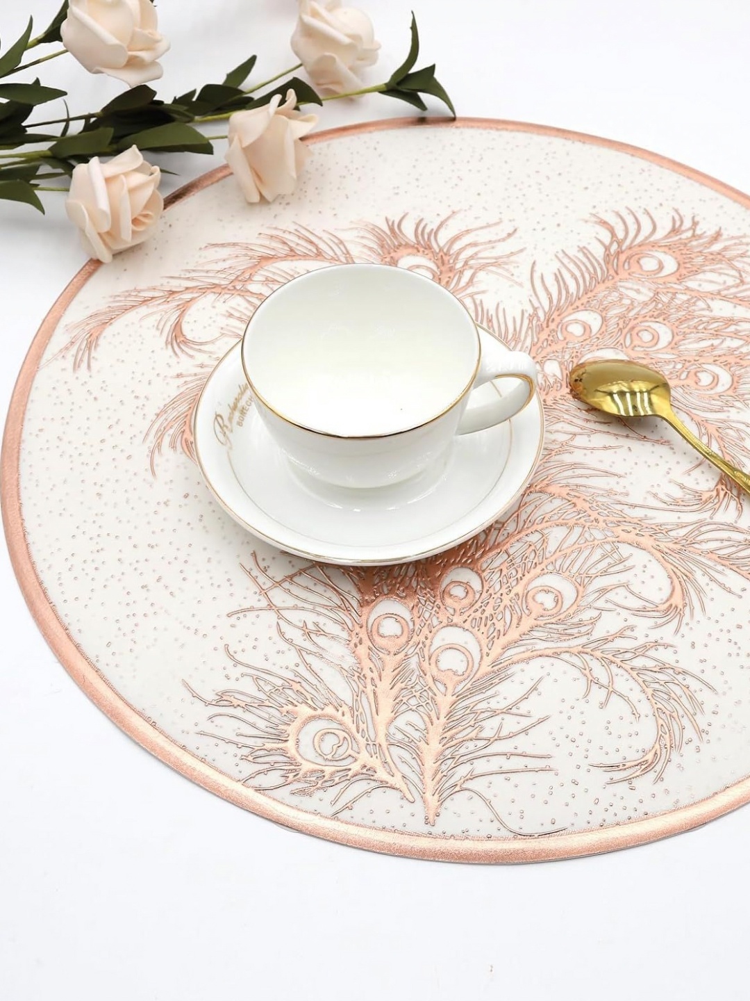 

LooMantha White & Copper Toned 6 Pieces Ethnic Motifs Textured Table Placemats