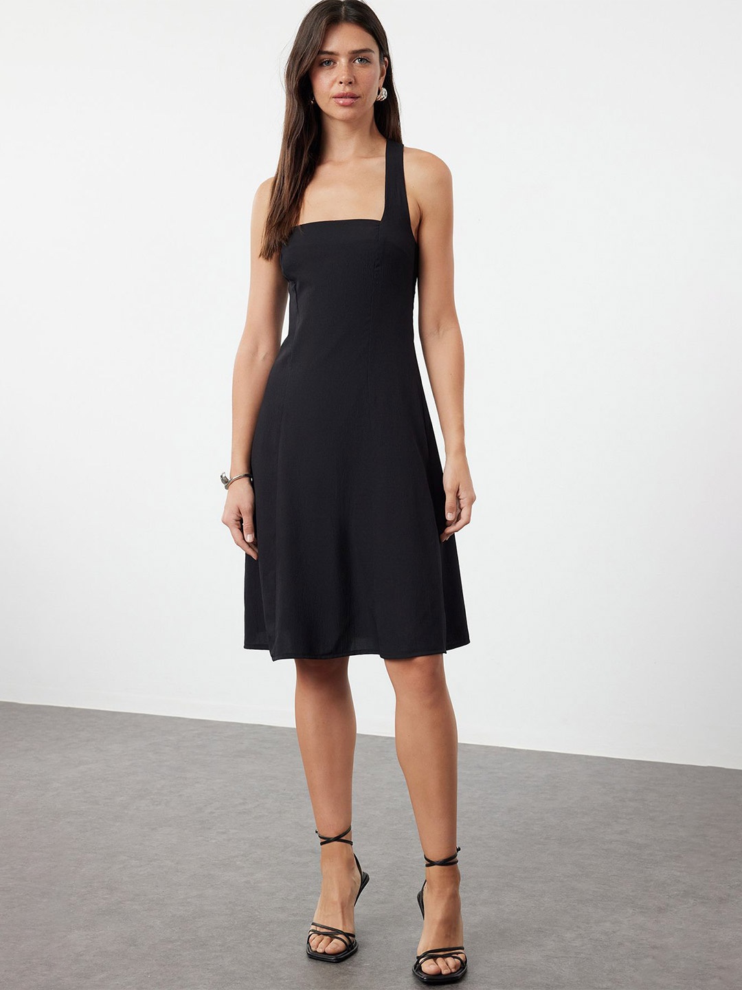 

Trendyol solid Fit & Flare Dress, Black