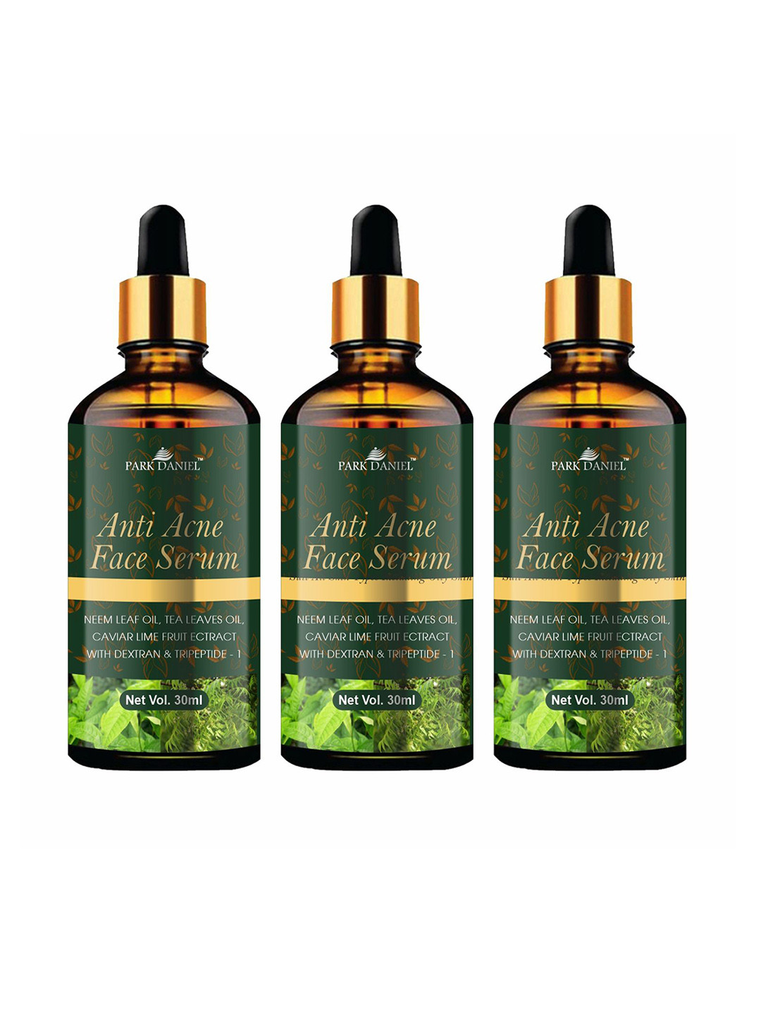 

Park Daniel Set of 3 Anti-Acne Face Serum with Neem & Tea Leaves Oil - 30 ml each, Green