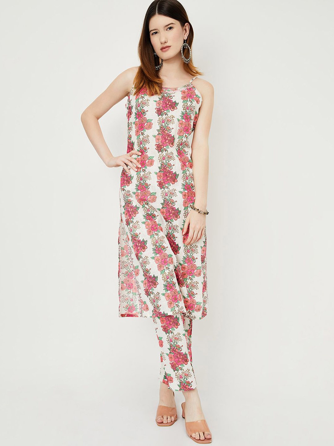 

max Floral Printed Kurta with Trousers, Off white