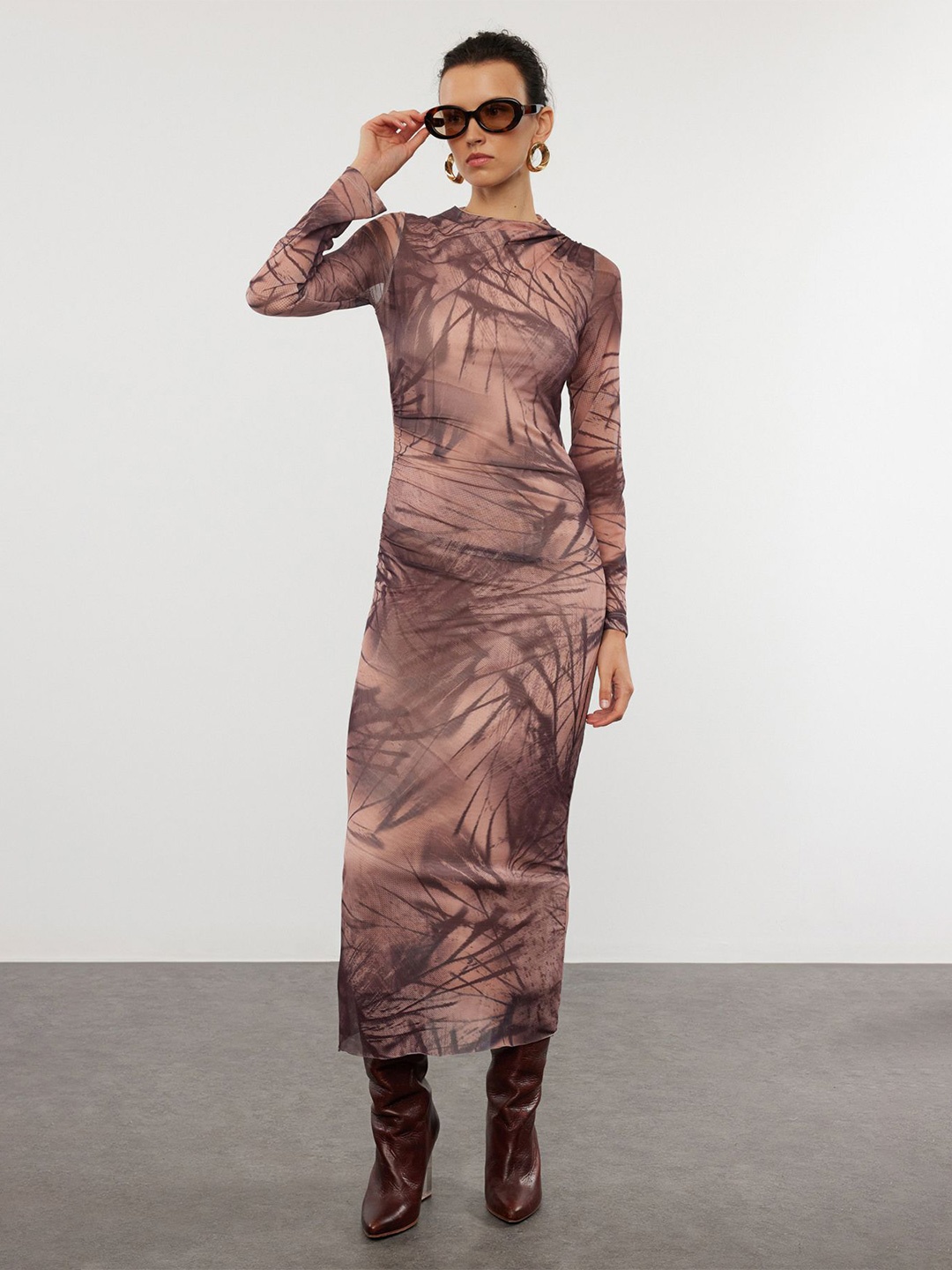 

Trendyol Printed Maxi Dress, Brown