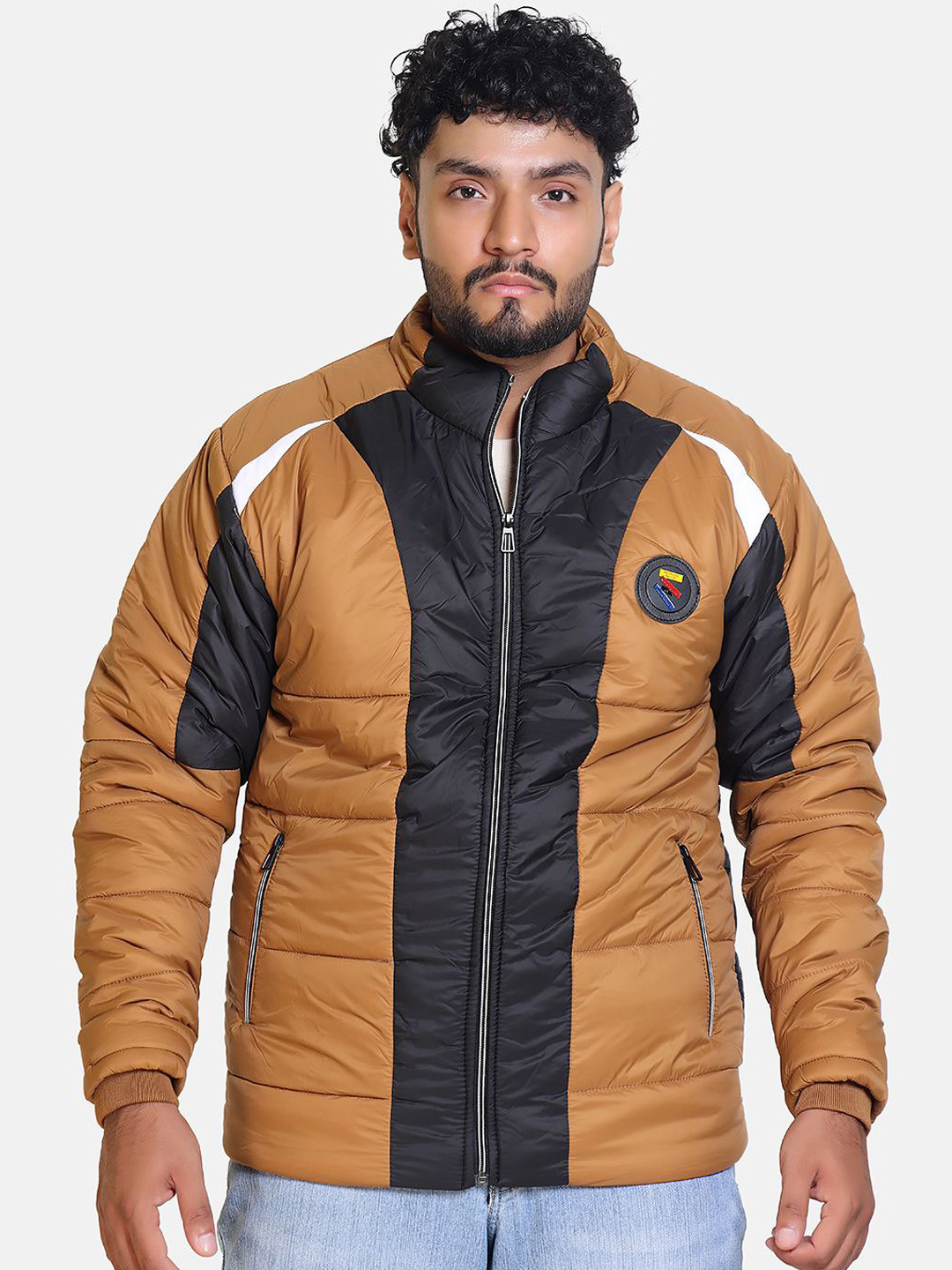 

BAESD Men Colourblocked Outdoor Puffer Jacket, Mustard