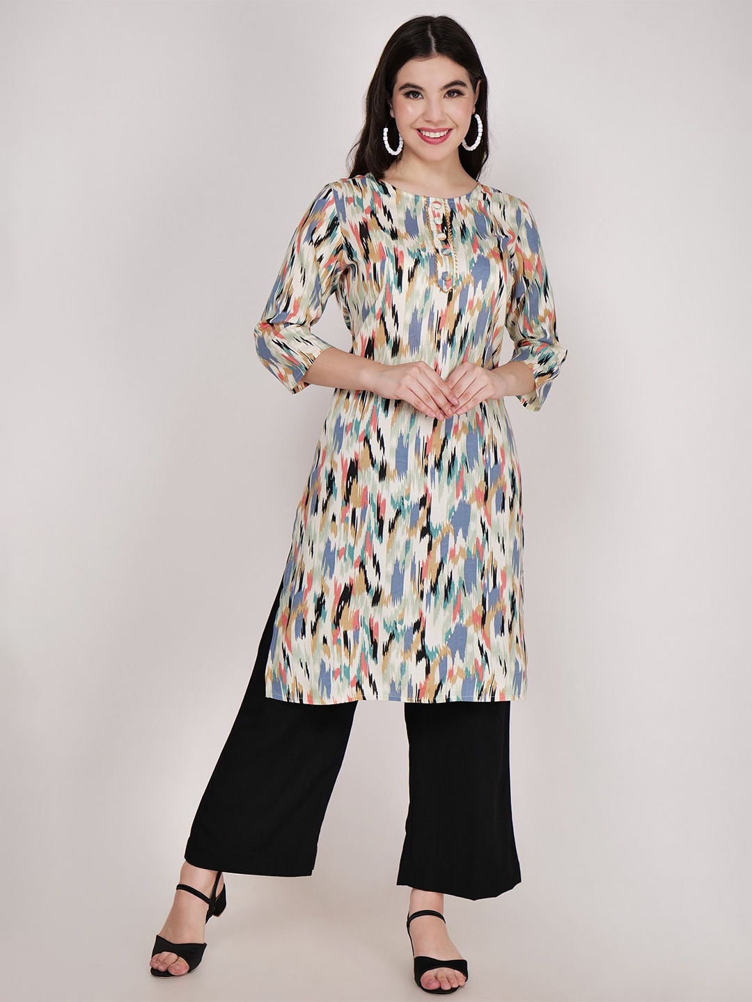 

Street22 Printed Straight Kurta, Blue