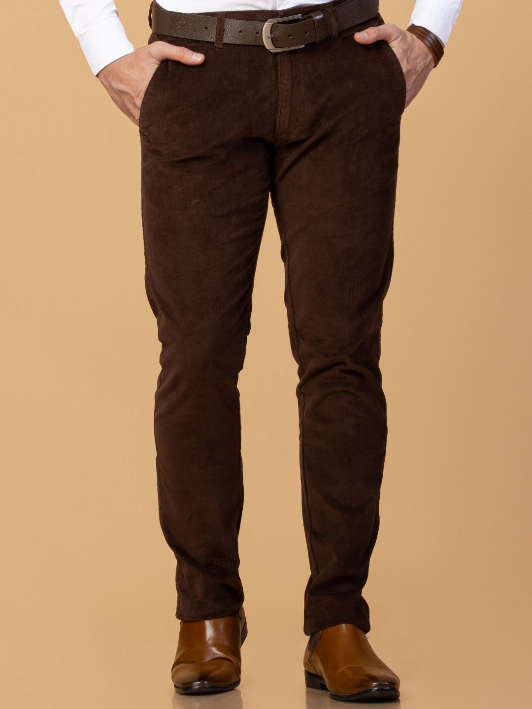 

USMC Men Comfort Slim Fit Trousers, Brown