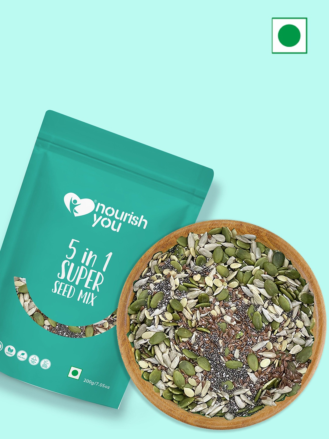 

Nourish You Set Of 2 5 IN 1 Super Seed Mix 200g, Green