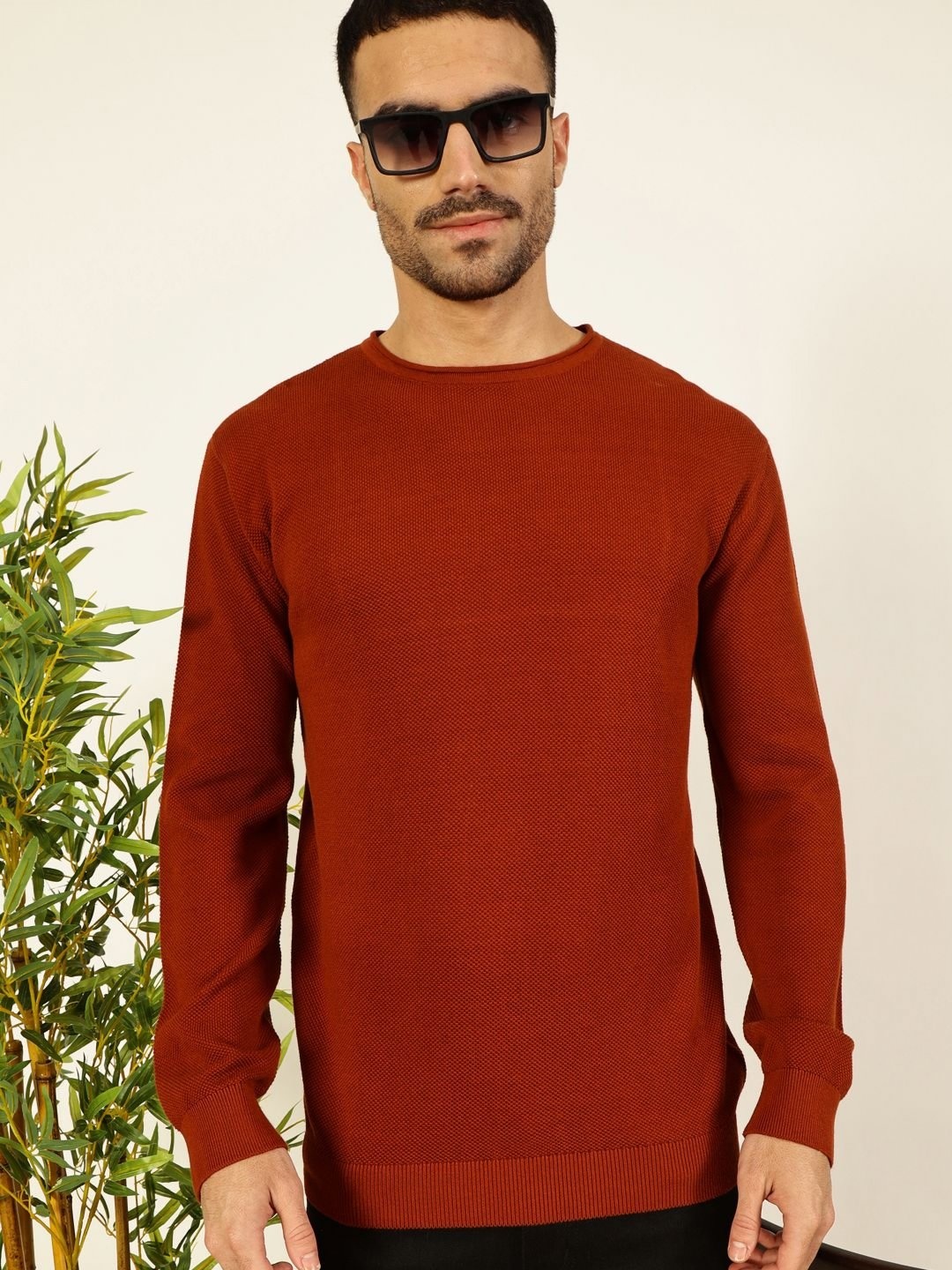 

Thomas Scott Men Round Neck Cotton Sweatshirt, Rust