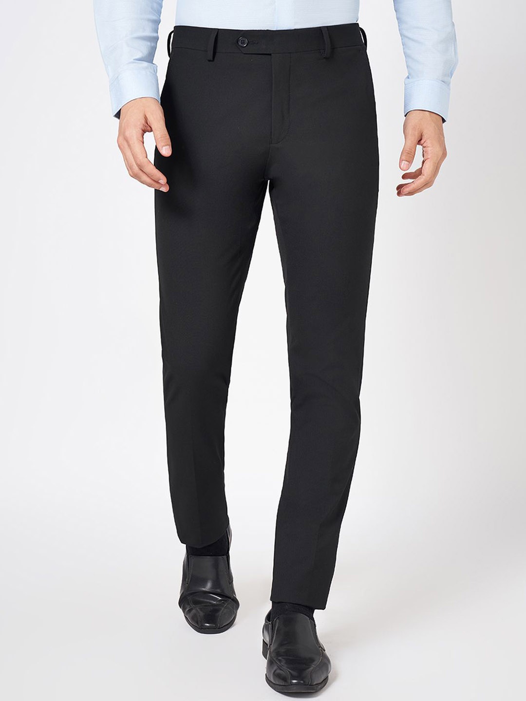

Peregrine by Pantaloons Solid Men Slim Fit Trousers, Black