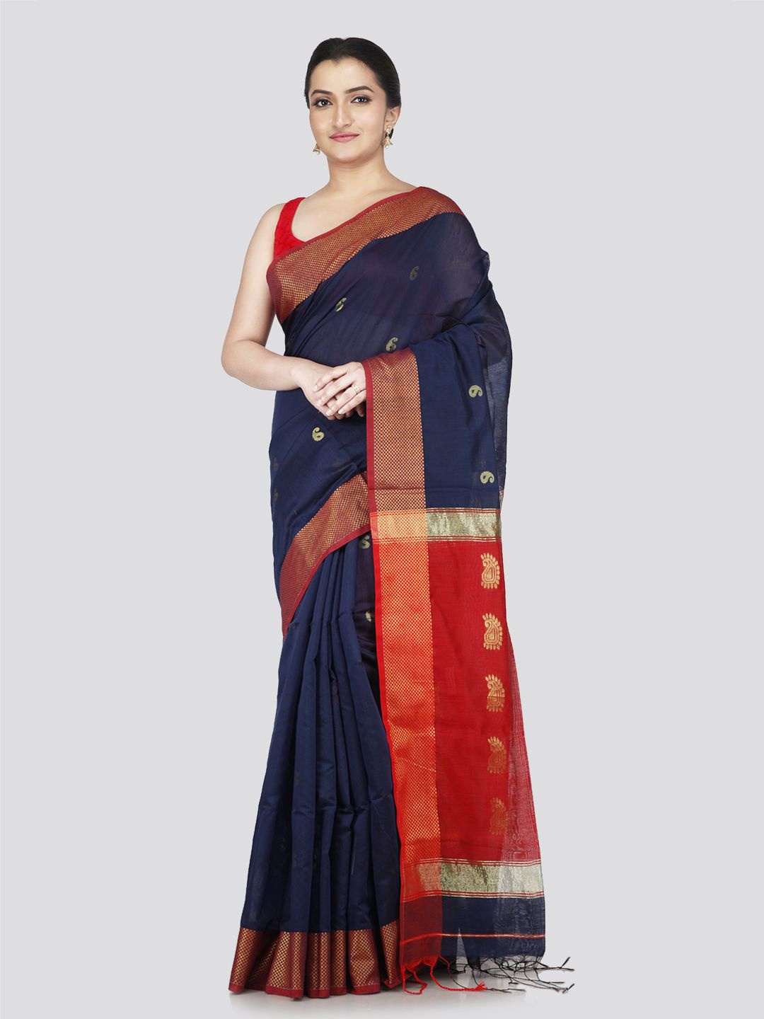 

PinkLoom Woven Design Saree, Blue