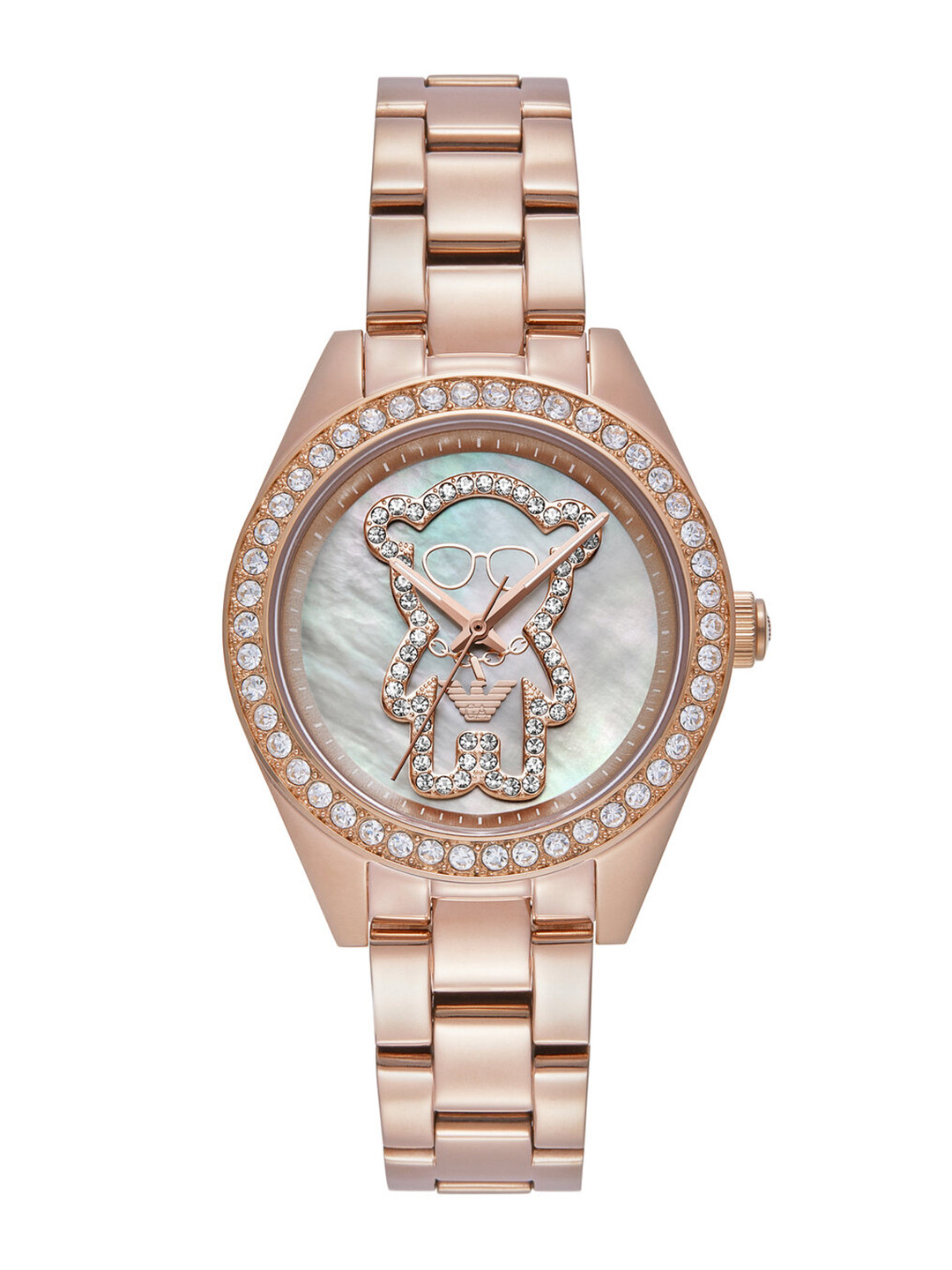 

Emporio Armani Women Embellished Bracelet Style Analogue Watch AR11613I-Rose Gold, White
