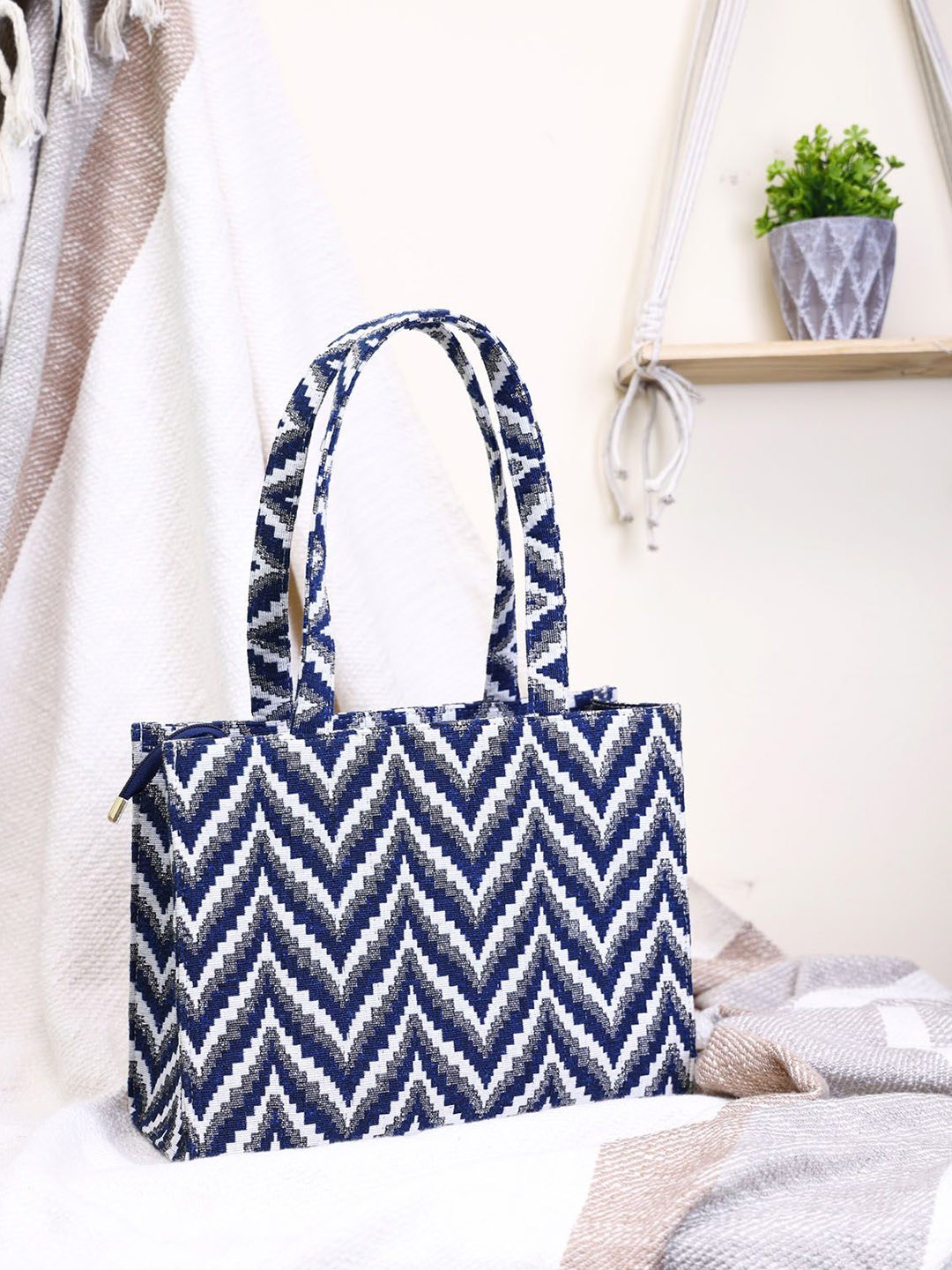 

Bagsy Malone Geometric Shopper Tote Bag, Blue