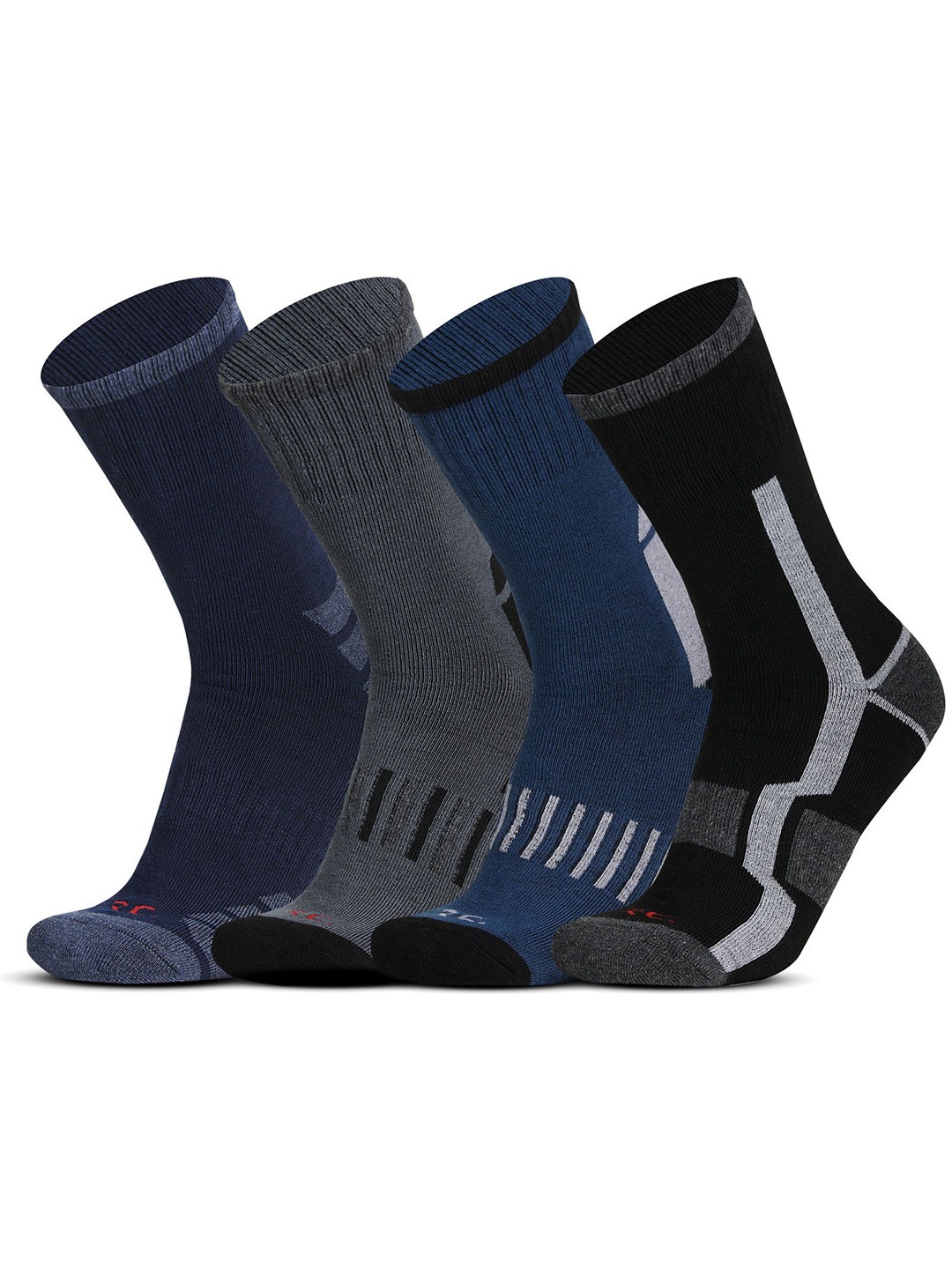 

RC. ROYAL CLASS Pack Of 4 Men Patterned Calf-Length Socks, Black