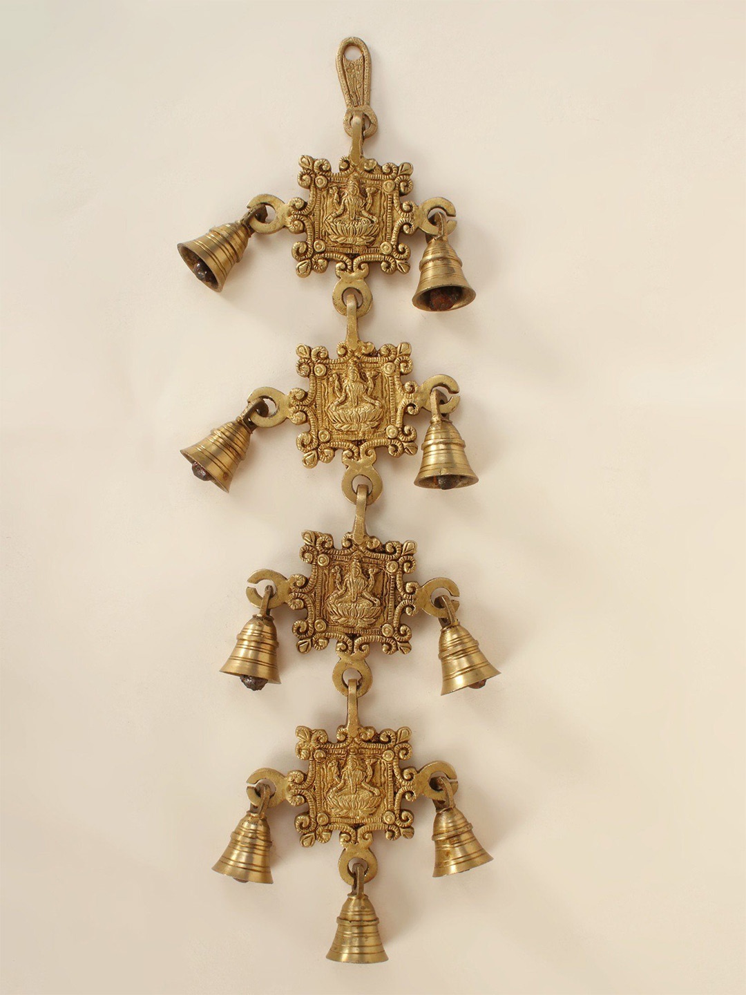 

Exotic India 18" Brass Devi Lakshmi Decorative Hanging Bells, Gold