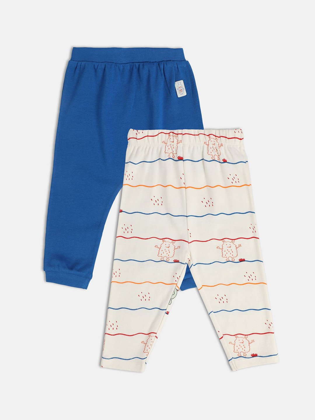 

MINI KLUB Boys Striped Pack Of 2 Printed Joggers, White