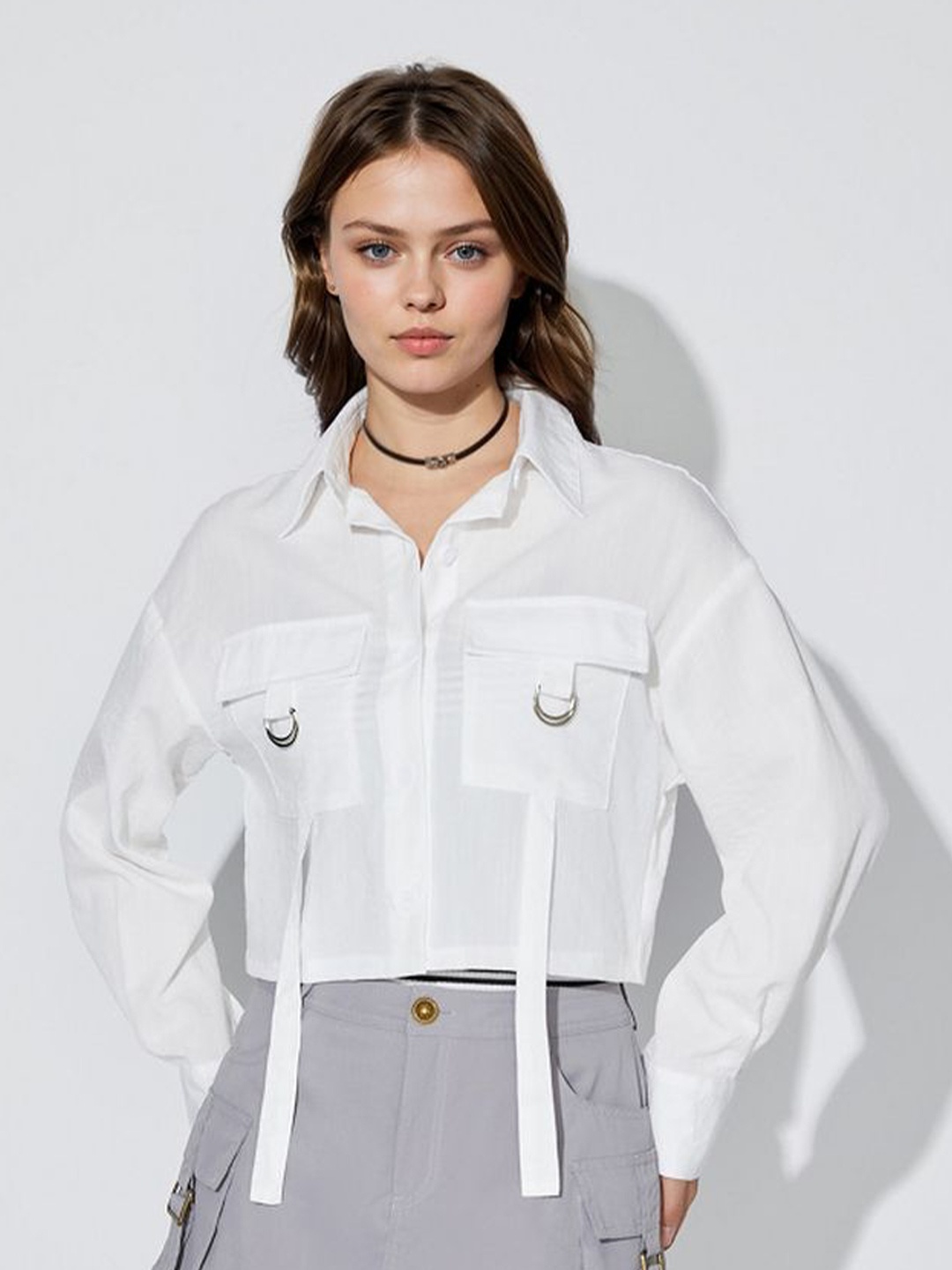 

LULU & SKY Cotton Shirt Style Top, White