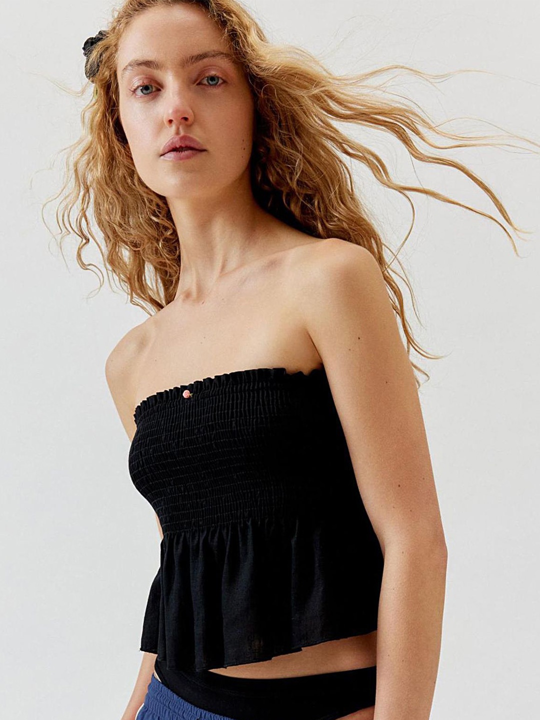 

LULU & SKY Cotton Tube Crop Top, Black