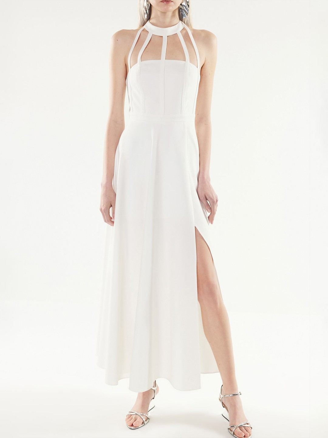 

Trendyol Solid Fit & Flare Maxi Dress, White