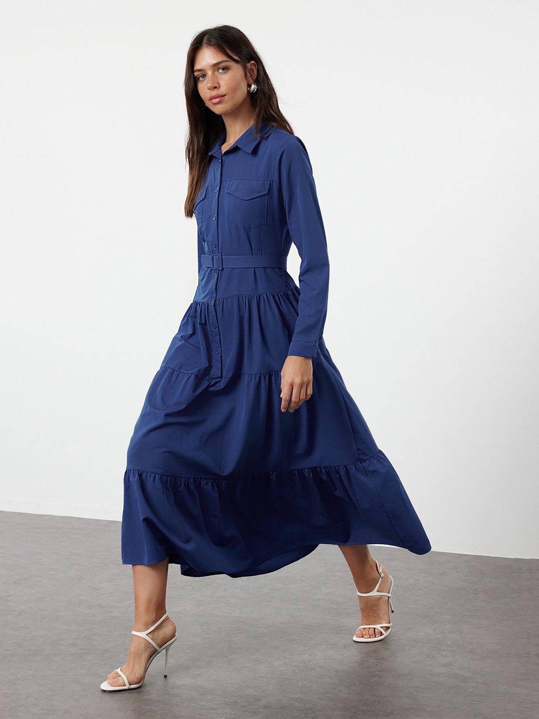 

Trendyol Fit & Flare Midi Dress, Blue