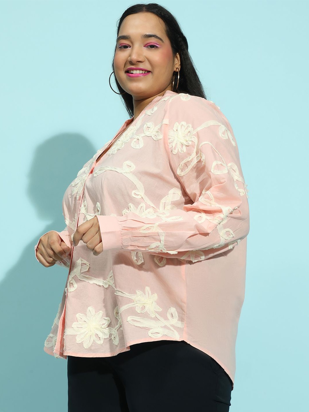 

Oxolloxo Women Relaxed Opaque Party Shirt, Peach