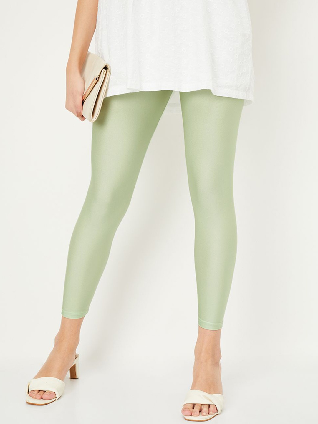 

max Mid-Rise Ankle-Length Leggings, Green