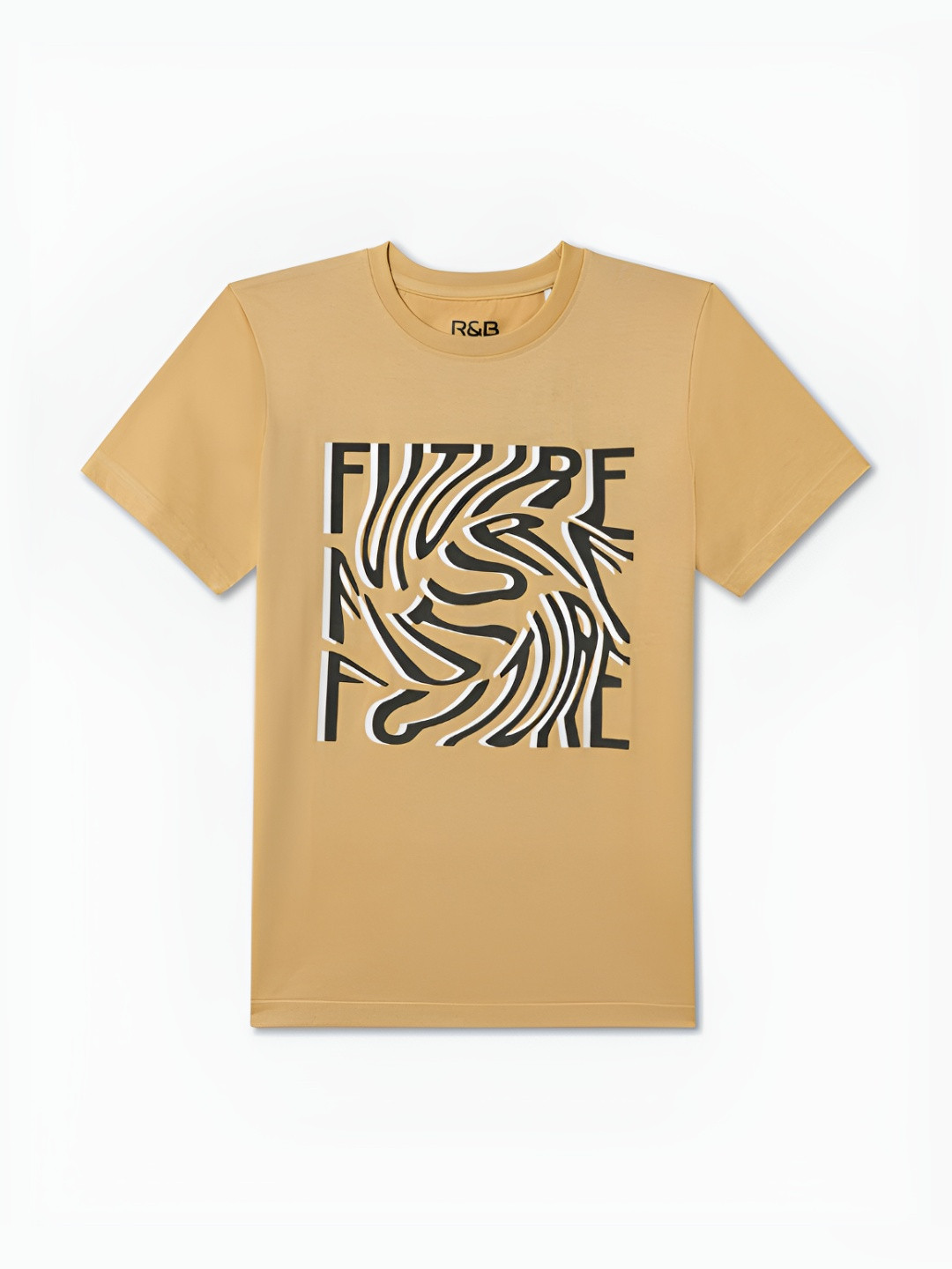 

R&B Boys Graphic Printed Round Neck Cotton T-shirt, Brown